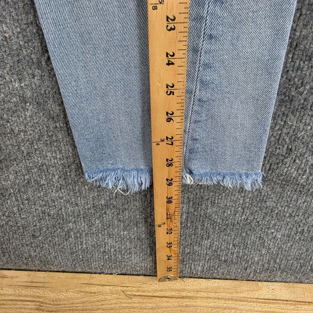 CQY Jeans 28 High Rise Straight Light Wash Raw Hem Blue Denim Casual Work Office - Picture 12 of 15